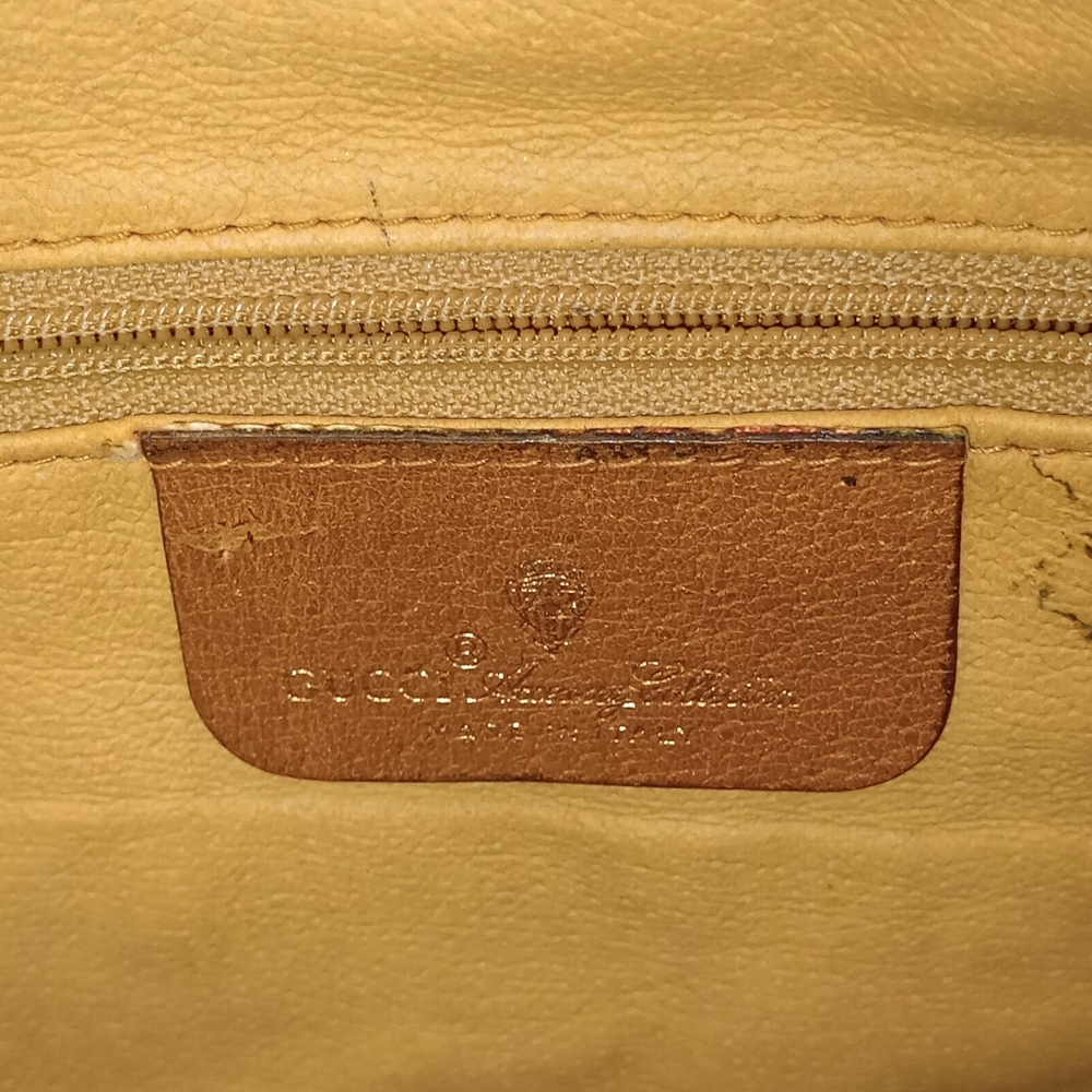GUCCI PVC GG Supreme Clutch - Cream w/ Tan Leather - Picture 8 of 16